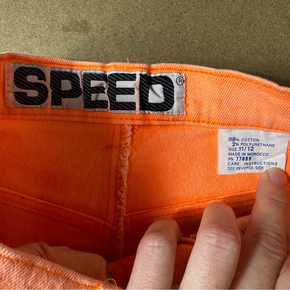 NWT Vintage 80s 90s Speed Neon Washed Orange Denim Mom Skirt High Waisted - Picture 7 of 8